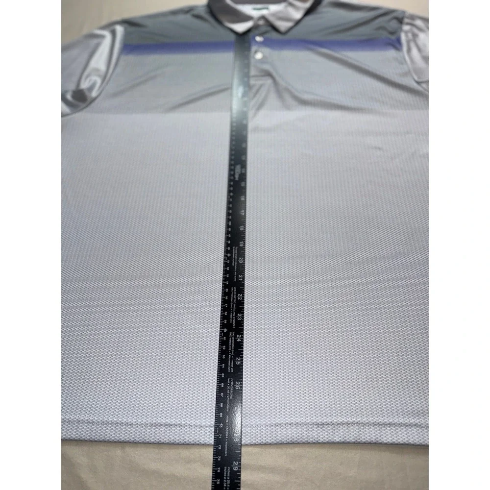 Ben Hogan Performance Mens 3XL Golf Polo Shirt Grey Purple Colorblock Striped
